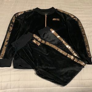 Justice Active Flip Sequin Velour 2 pc Jogger set size 18/20